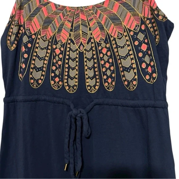 Marc by Marc Jacobs Women’s Sz S Navy Blue Pink Plumage Peacock Print Mini Dress - Picture 4 of 6